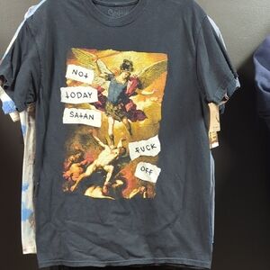 Spencer's Black Graphic Tee with Angel Design